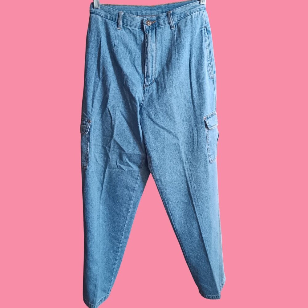 Vintage sz 6 Cargo Jeans Piegel Denim Jeans Baggy 27x31 Flappy Cotton Mommy